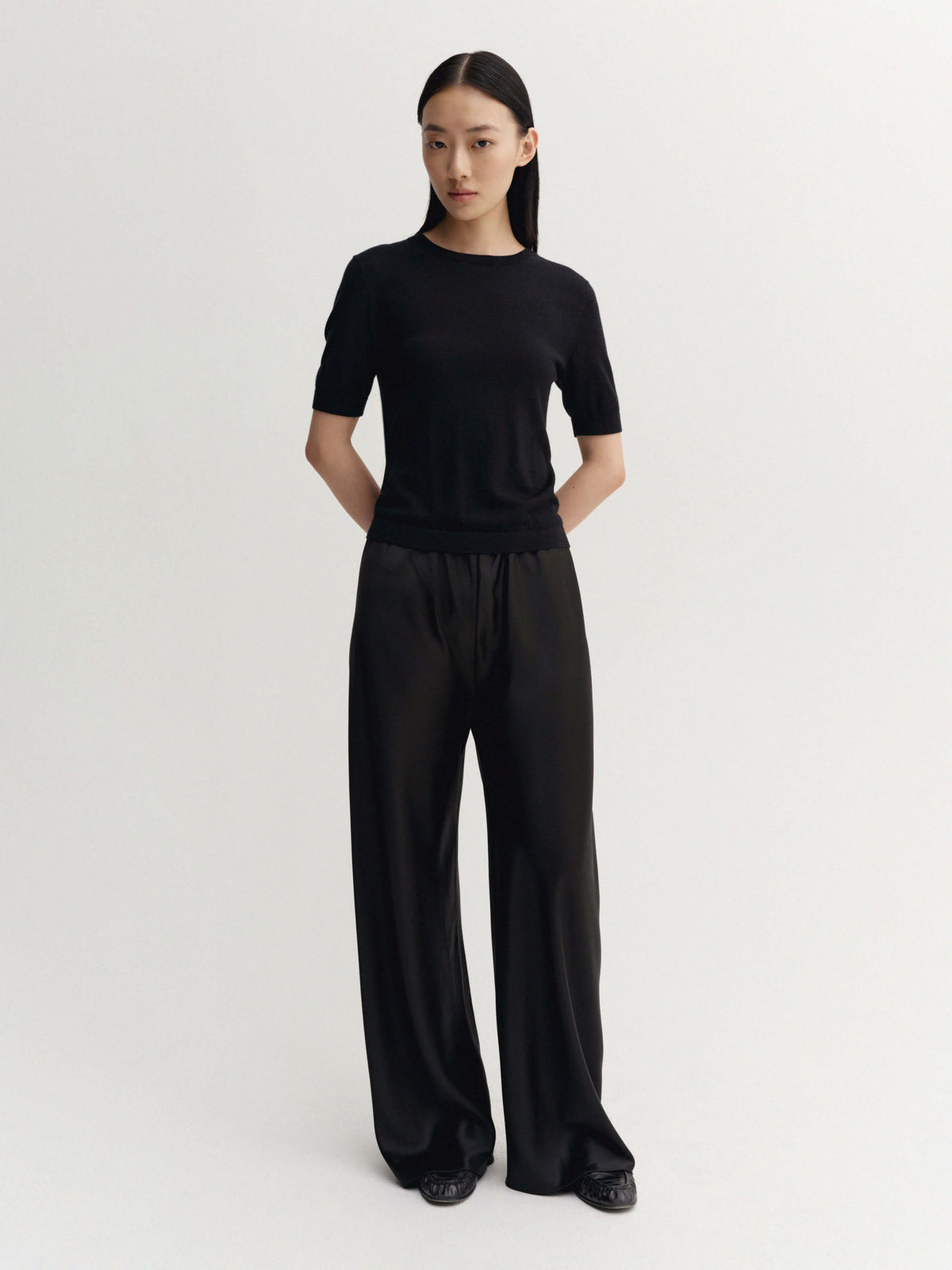 Bias Satin Pants - Black