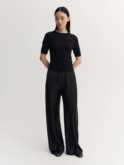 Bias Satin Pants - Black