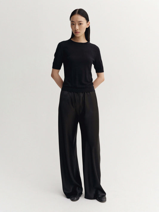 Bias Satin Pants - Black