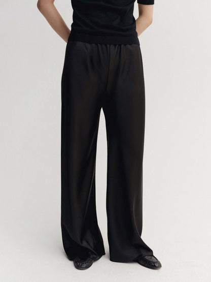 Bias Satin Pants - Black