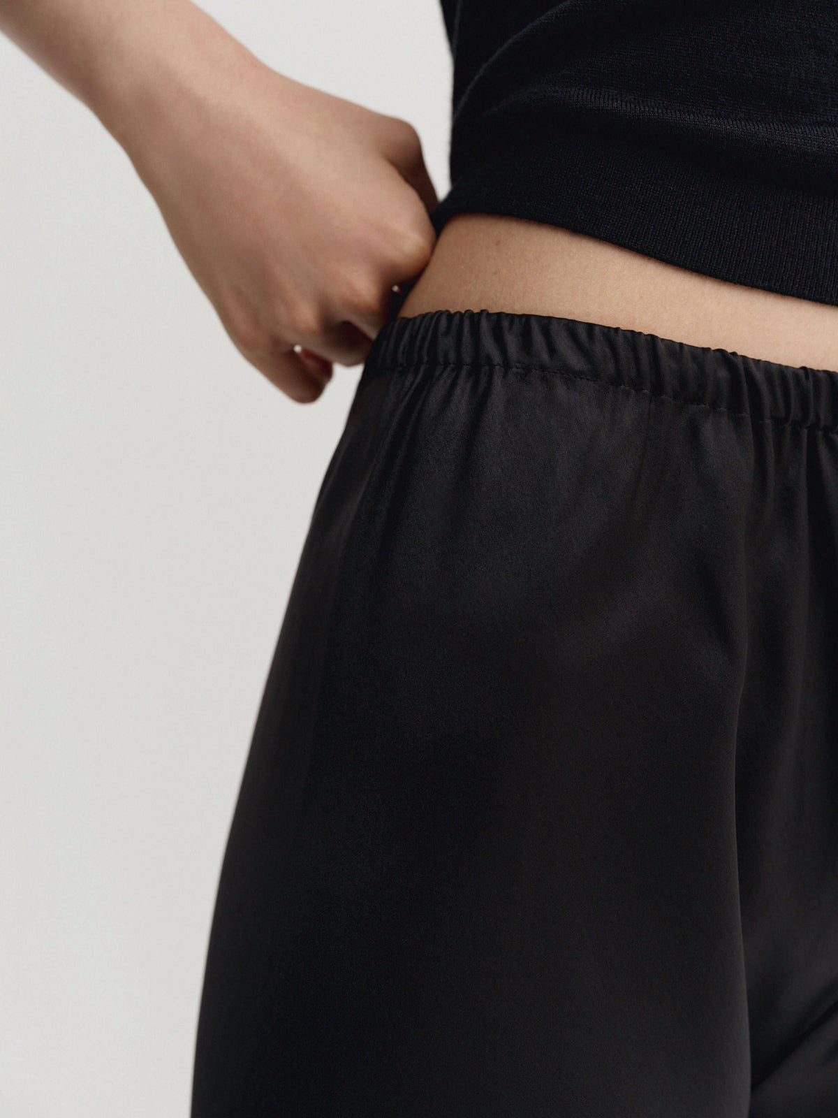 Bias Satin Pants - Black
