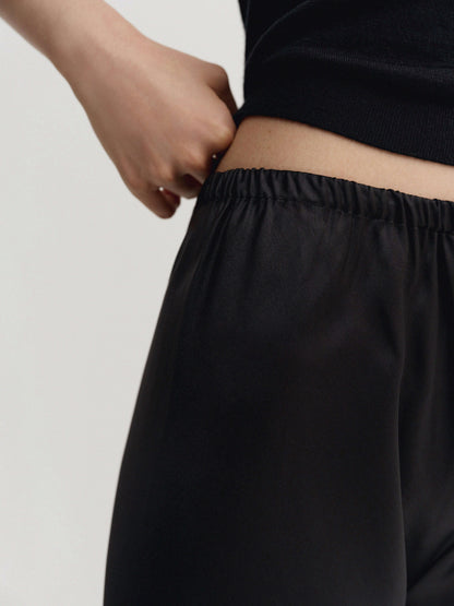 Bias Satin Pants - Black
