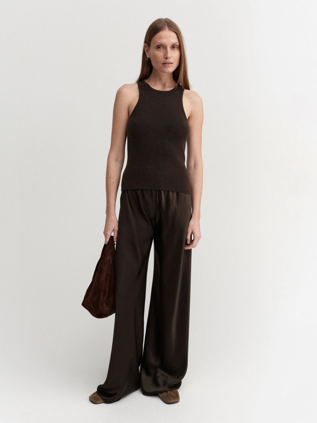 Bias Satin Pants - Chocolate