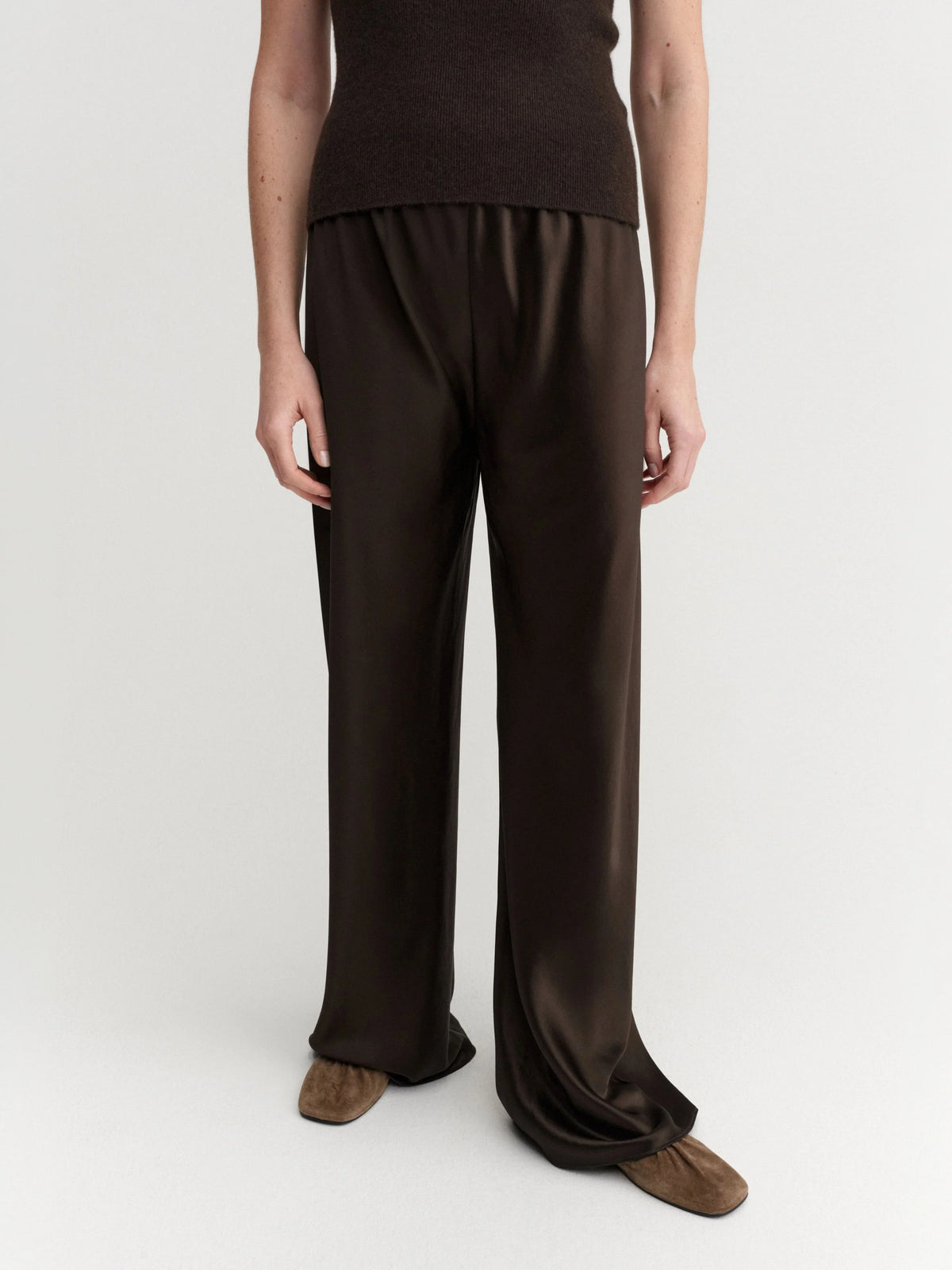 Bias Satin Pants - Chocolate