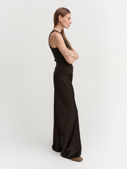 Bias Satin Pants - Chocolate