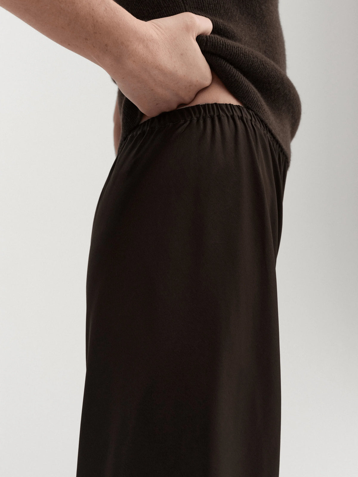 Bias Satin Pants - Chocolate