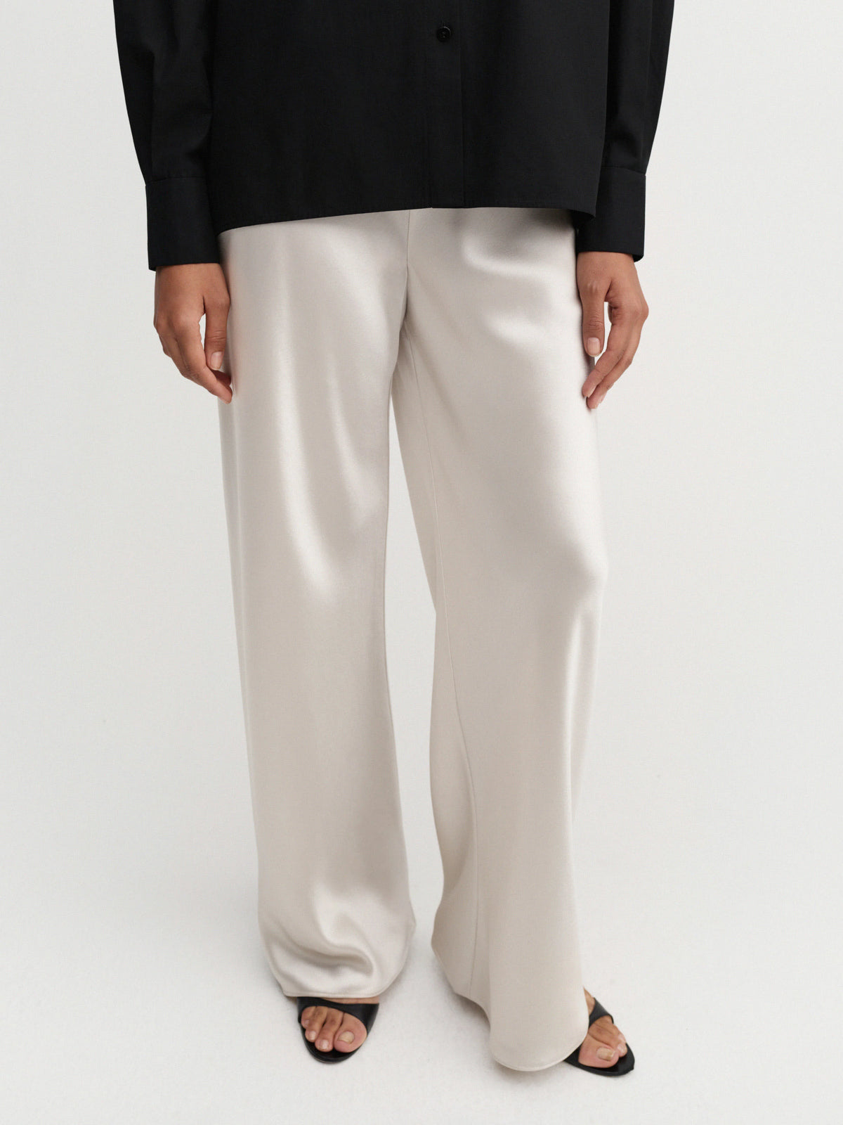 Bias Satin Pants - Pearl