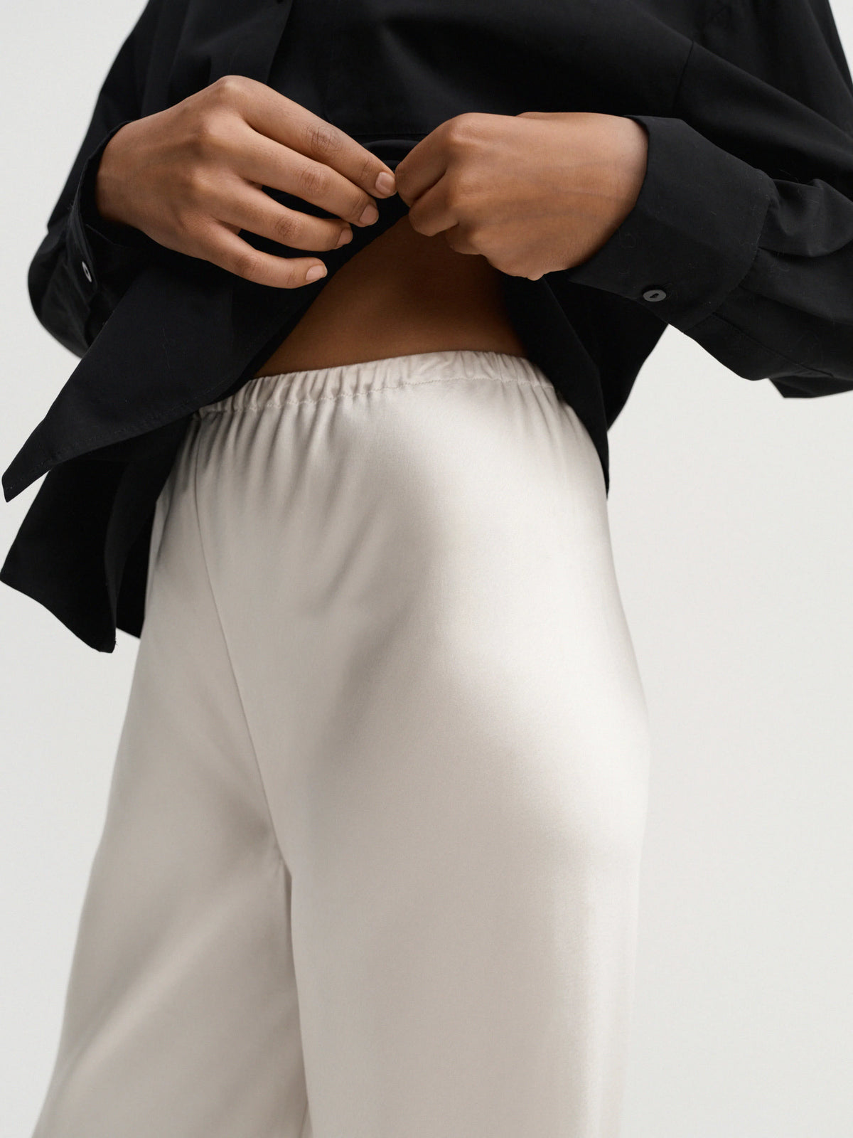Bias Satin Pants - Pearl