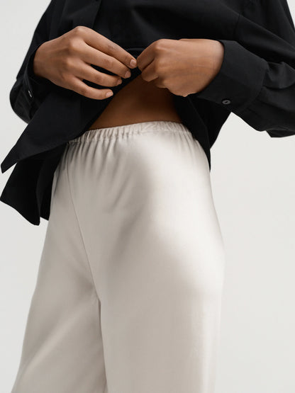 Bias Satin Pants - Pearl