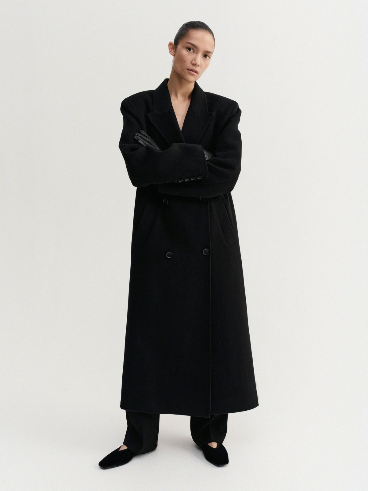 Double-Breasted Coat - Black