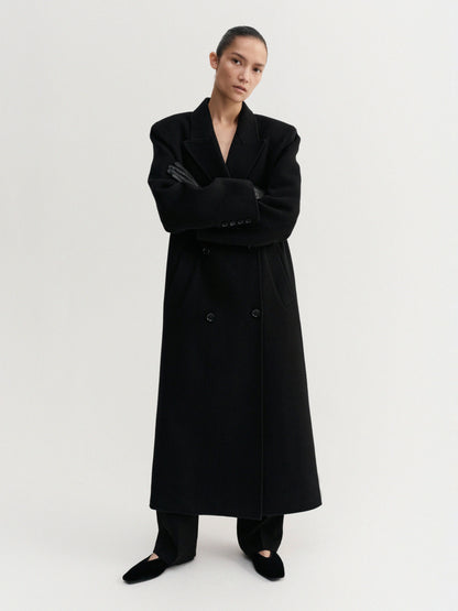 Double-Breasted Coat - Black