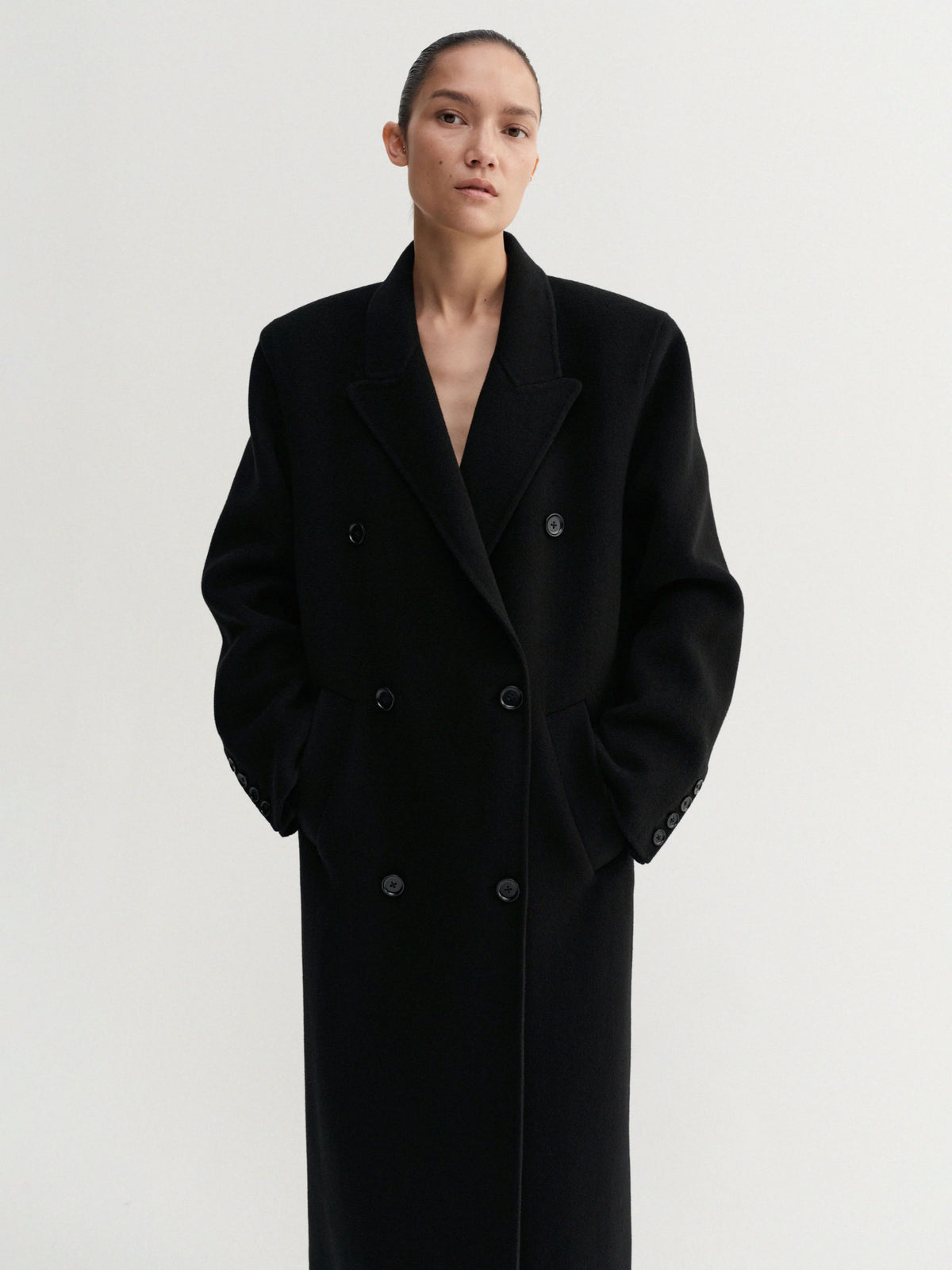 Double-Breasted Coat - Black