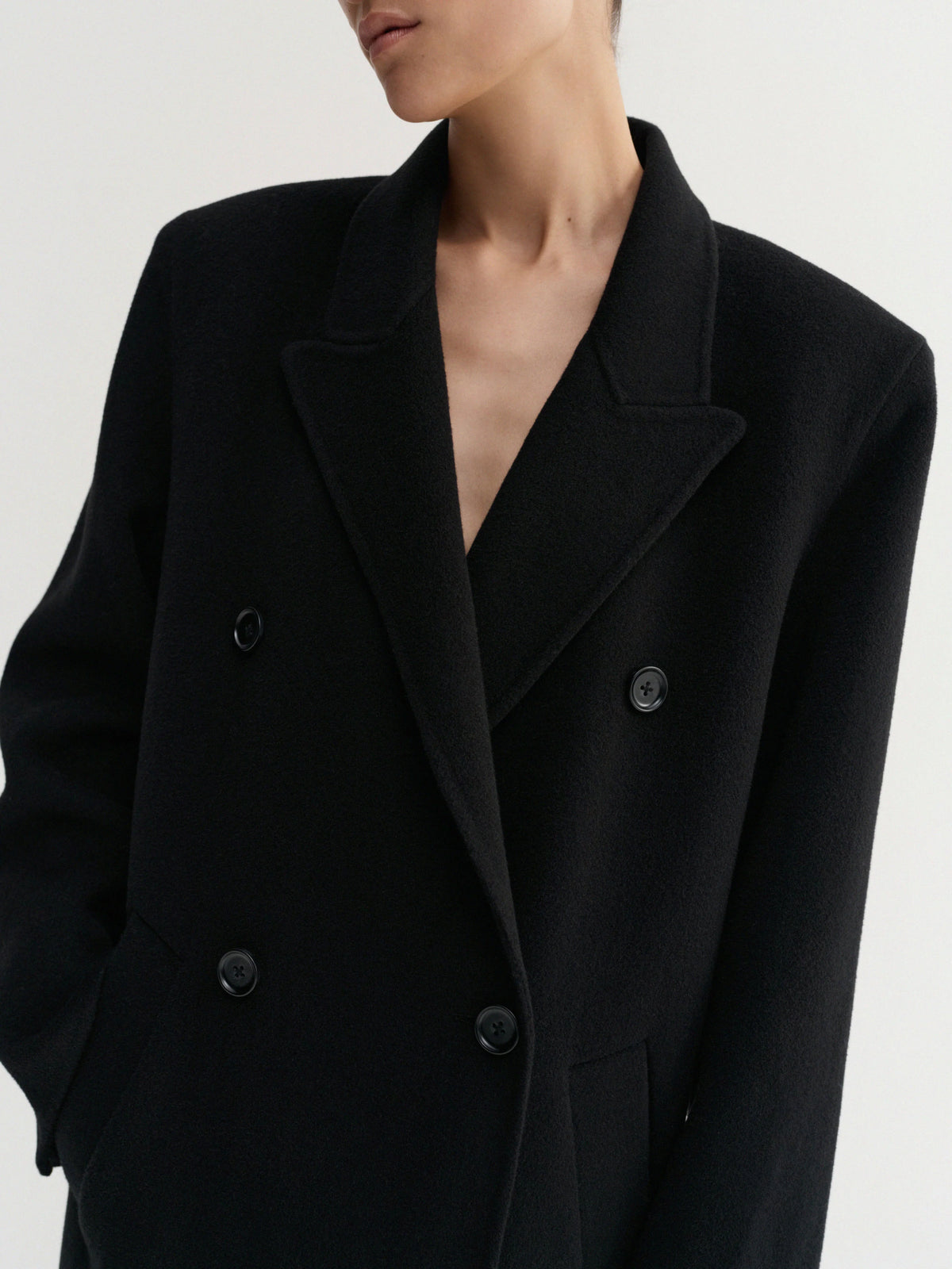 Double-Breasted Coat - Black