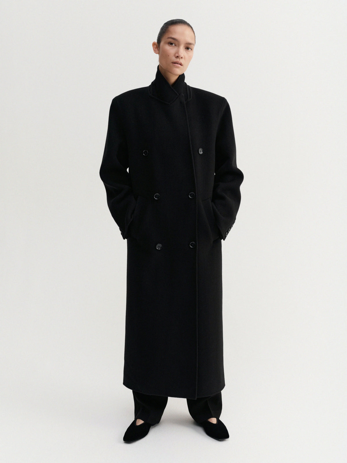 Double-Breasted Coat - Black