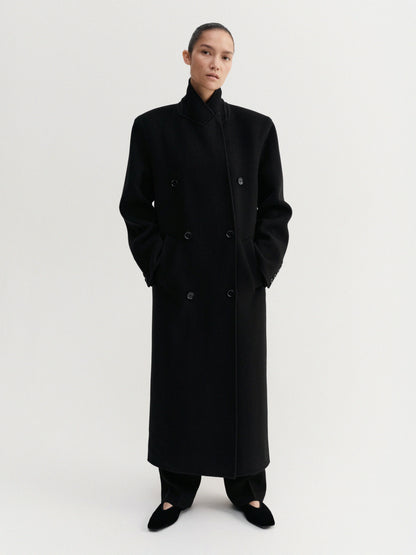 Double-Breasted Coat - Black