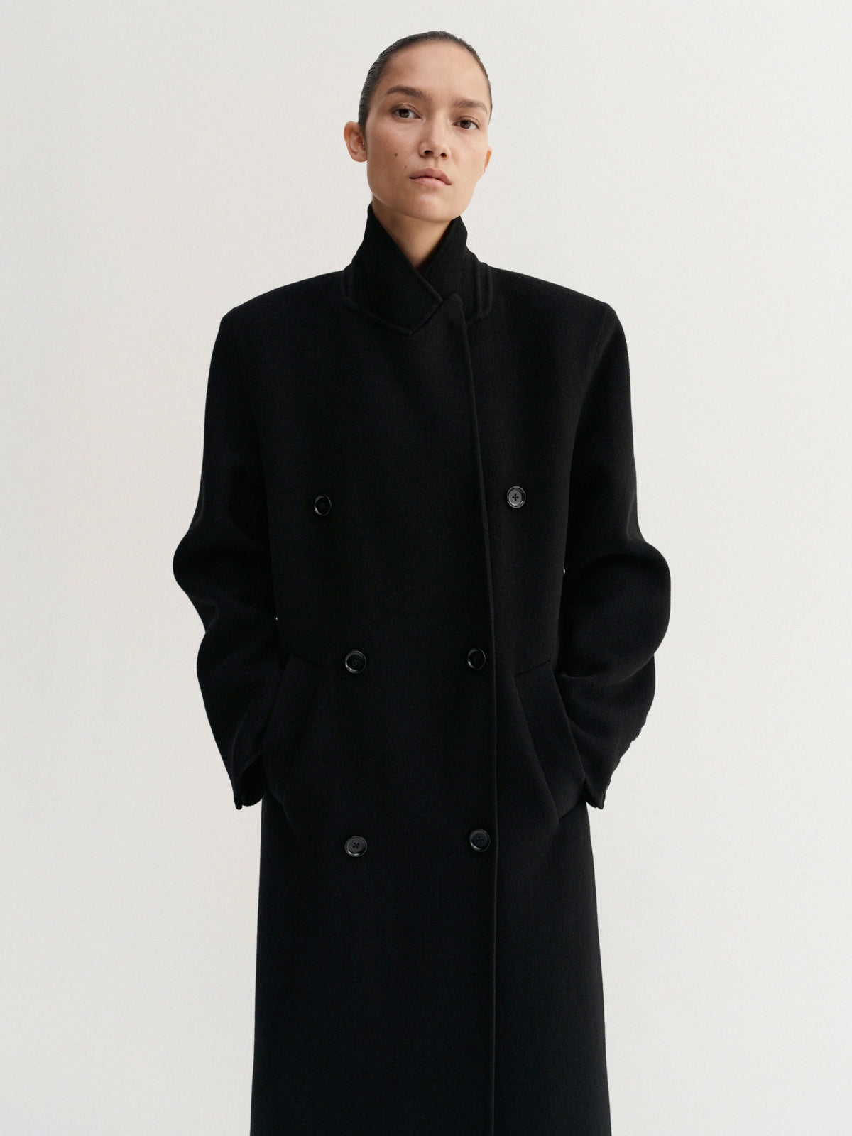 Double-Breasted Coat - Black